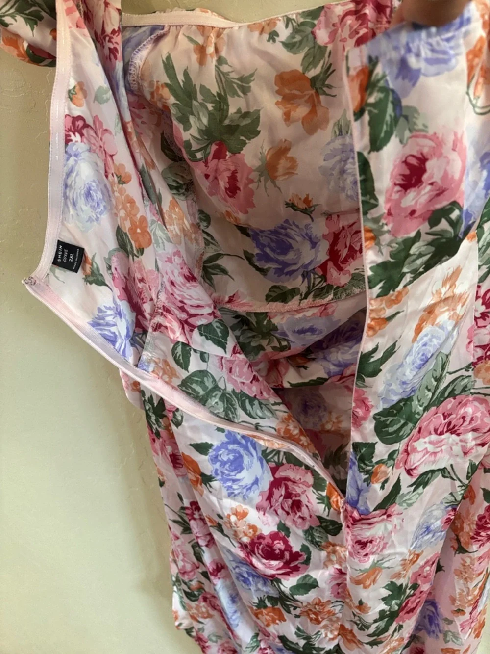 SHEIN Pink Floral Cowl Midi Dress - Picture 6 of 7